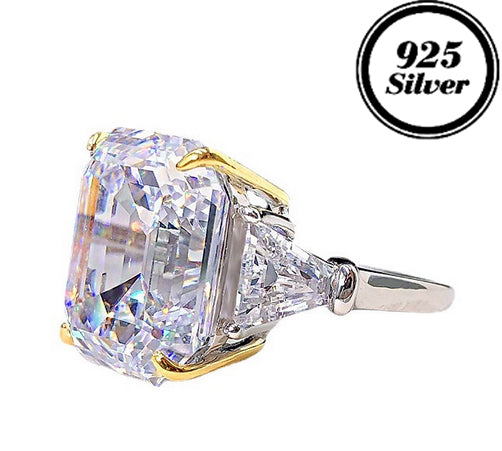 JLUXS Captivating Ladies White & Yellow Gold Rhodium Over Sterling Silver 10.00 Cts Created Diamond  Ring