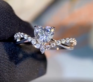 JLUXS (Gra Certificate Report) Captivating Ladies White Gold Rhodium Over Sterling Silver 1.00 cts Diamond Moissanite & Created White Sapphire Design Ring