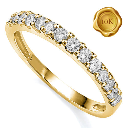 JLUXS 1/3 CT DIAMOND MOISSANITE (VVS) 10KT SOLID YELLOW GOLD BAND RING