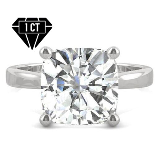 JLUXS (GRA CERTIFICATE REPORT) 1.00 CT DIAMOND MOISSANITE (CUSHION CUT/VVS) SOLITAIRE 10KT SOLID WHITE GOLD ENGAGEMENT RING)