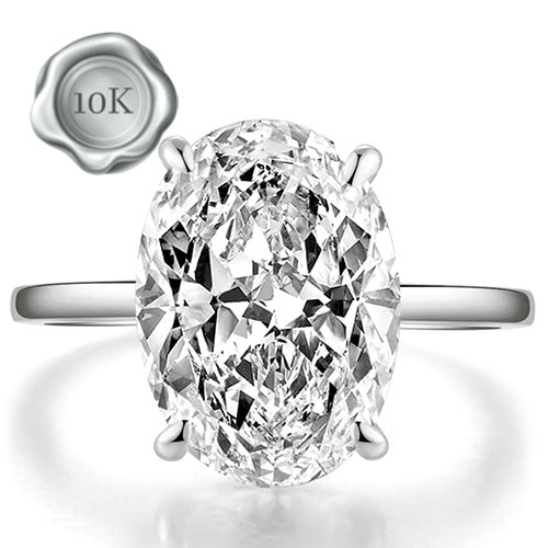 JLUXS (GRA CERTIFICATE REPORT) 1.50 CT DIAMOND MOISSANITE (OVAL BRILLIANT CUT/VVS) SOLITAIRE 10KT SOLID WHITE GOLD ENGAGEMENT RING
