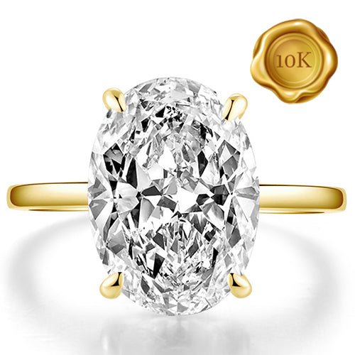 JLUXS ( GRA CERTIFICATE REPORT) 1.50 CT DIAMOND MOISSANITE (OVAL BRILLIANT CUT/VVS) SOLITAIRE 10KT SOLID YELLOW GOLD ENGAGEMENT RING