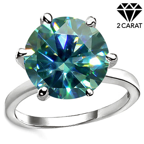 JLUXS (GRA CERTIFICATE REPORT) 2.00 CT DIAMOND MOISSANITE (HEART & ARROWS CUT/VVS) 10KT SOLID WHITE GOLD RING