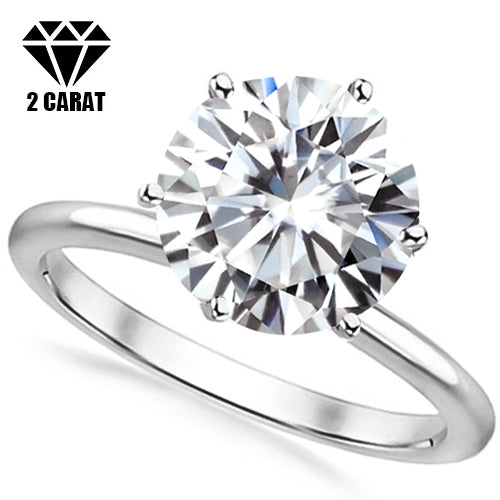 JLUXS (GRA CERTIFICATE REPORT) 2.00 CT DIAMOND MOISSANITE (HEART & ARROWS CUT/VVS) 10KT SOLID WHITE GOLD RING
