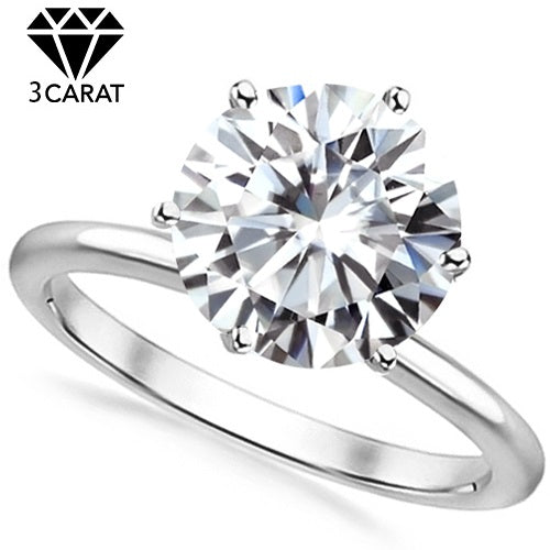 JLUXS (GRA CERTIFICATE REPORT) 3.00 CT DIAMOND MOISSANITE (HEART & ARROWS CUT/VVS) 10KT SOLID WHITE GOLD RING