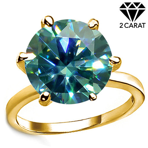 JLUXS (GRA CERTIFICATE REPORT) 2.00 CT DIAMOND MOISSANITE (HEART & ARROWS CUT/VVS) 10KT YELLOW SOLID GOLD RING