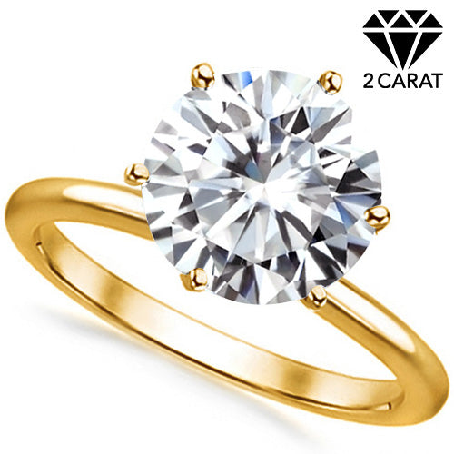 JLUXS (GRA CERTIFICATE REPORT) 2.00 CT DIAMOND MOISSANITE (HEART & ARROWS CUT/VVS) 10KT SOLID YELLOW GOLD RING