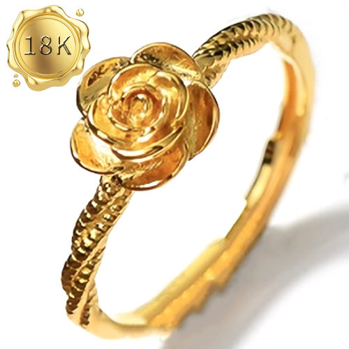 JLUXS AVAILABLE SIZE OPTIONS: US 6 - US 8 ! THREE DIMENSIONAL ROSE DESIGN 18KT GOLD PLATED RING